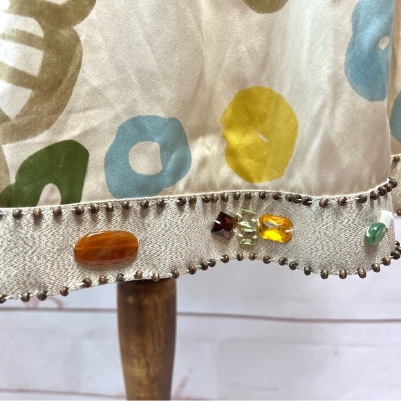 Vintage Sue Wong Retro Mod Abstract Silk Beaded Swing Cocktail Formal Dress - Picture 11 of 12